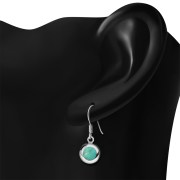 Turquoise Round Silver Earrings - e360